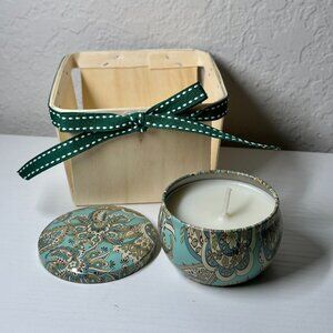 "Peppermint" Soy Candle in Berry Basket-BNIB